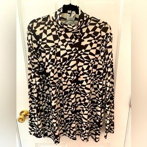 Ava & Viv Geometric Print Ribbed Top Size 2X